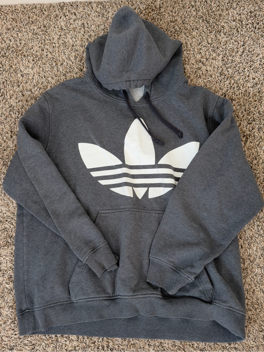 adidas Charcoal Gray Trefoil Pullover Hoodie